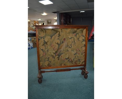Tapestry Fire Screen with Ball &amp; Claw Feet 