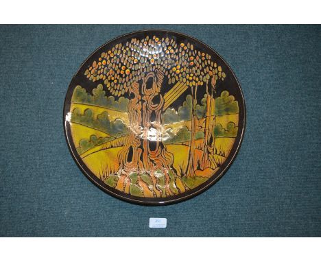 Large Poole Pottery Charger Agean Pattern Signed Ryell 