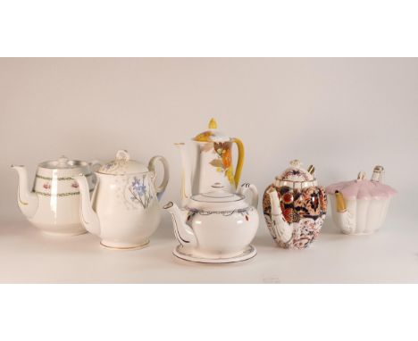 A collection of Shelley &amp; Wileman tea and coffee pots. Shapes Empire, Daisy, Mayfair, New York, Globe etc ( 6 pieces) 