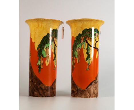 Wilkinson Memory Lane Patterned pair of hand decorated vases, height 22cm(2) 