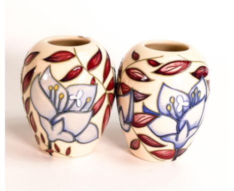 Moorcroft pair of Jacobs Ladder patterned vases, height 10cm(2) 