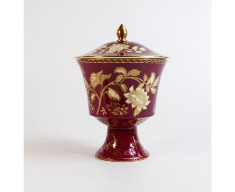 Boxed Wedgwood Ruby Tonquin lidded vase, height 21cm 