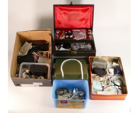 A very comprehensive collection of costume and other jewellery, watches and associated items including;  large jewellery box 