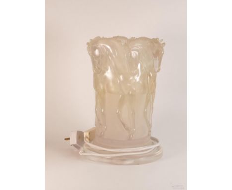 Large acrylic Art Nouveau style lamp base in the manner of Lalique.  Makers Widdop &amp; Bingham, 30.5ch high. 
