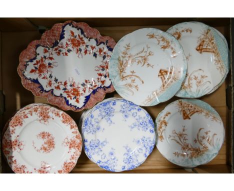 Wileman &amp; Co to include 10 side plates patt 5028, 9 side plates patt 5657, 7 side plates patt 9131, oval platter 25.5cm p