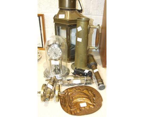 A brass masthead oil lamp complete with burner, stamped Holder Stroud Sydney, a scratch-built OO gauge locomotive and other i