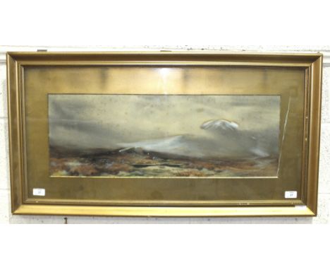 Baragwanath King, 'Fir Tor, Mist Clearing', signed watercolour, 27 x 72cm, signed and titled on label verso, Elands Art Galle