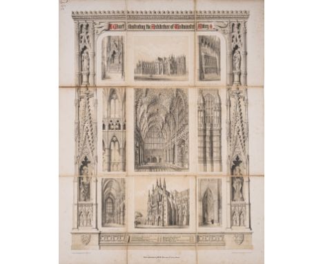 London.- Westminster.- Bedford (P.) A Chart illustrating the Architecture of Westminster Abbey, folding linen-backed plate, f