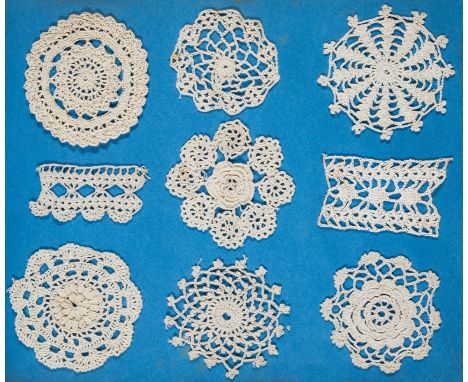 NO RESERVE Textiles.- Lace/Crochet sample book, c.180 lace or crochet samples (possibly flat crochet), stitched down on one s