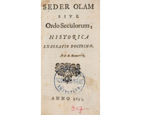 [Helmont (Franciscus Mercurius van)] Seder Olam sive Ordo Seculorum, first edition, woodcut device to title and final f., ink