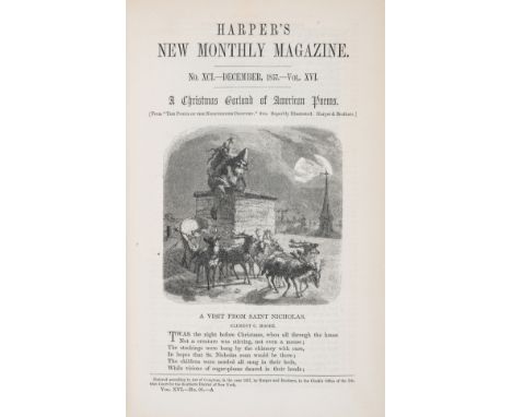 Harper's New Monthly Magazine. Volume XVI. December, 1857, to May, 1858, illustrations, library bookplate, the odd spot or pa
