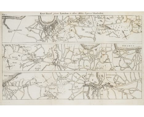 Kent.- [Fisher (Thomas)] The Kentish Traveller's Companion, second edition, 3 folding engraved maps, small puncture holes to 