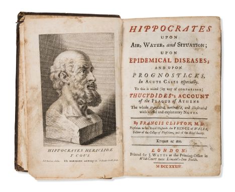 NO RESERVE Medicine.- Clifton (Francis) Hippocrates upon Air, Water and Situation; upon Epidemical Diseases..., title in red 