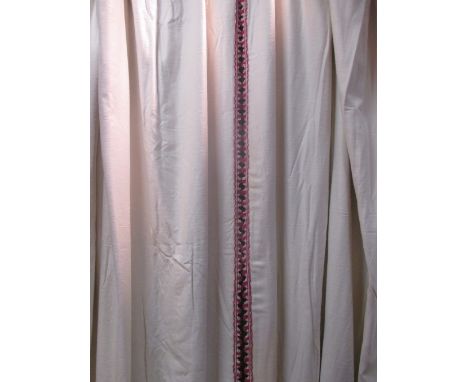 Two pairs of fully lined cream curtains, each approx 300cm drop 180cm wide (fully open, not gathered)  