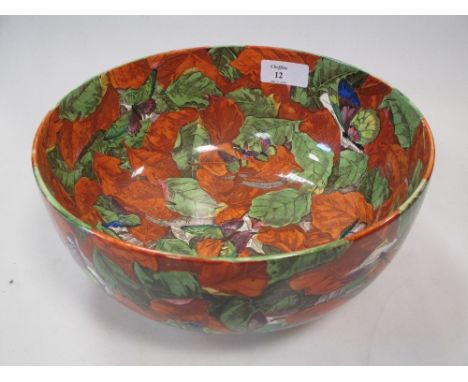 A Copeland Spode and Fishmonger's Company bowl printed and painted with butterflies on Autumn leaves, 20cm diameter  