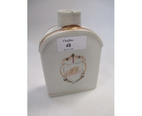 A late 18th century Chinese export tea caddy initialled JM  