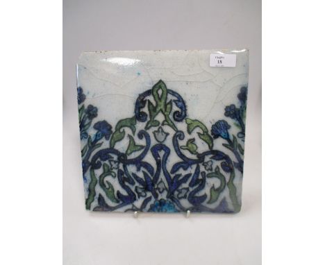 A 19th century Turkish tile 25 x 24.5cm  