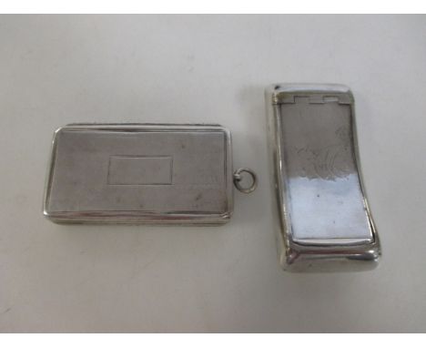 A Georgian silver snuff box by William Simpson, Birmingham 1833, rectangular with engine turned design around a rectangular v