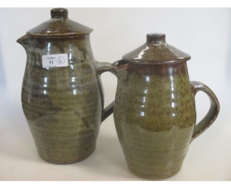 Two Leach Pottery St Ives stoneware jugs with covers (2)  