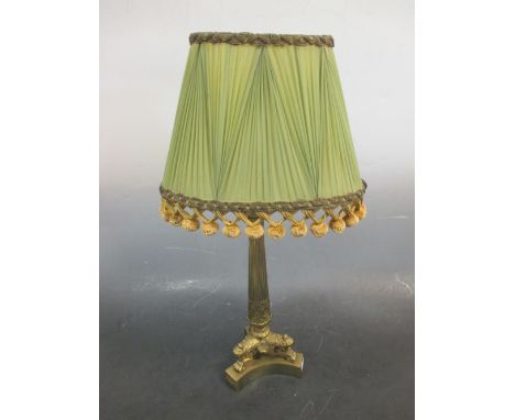 A Louis XVI style gilt metal candlestick lamp, approx 45cm high  