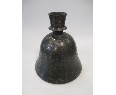 An Indian Bidri ware hookah pipe base approx 17cm high  