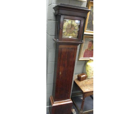 An 18th century stained oak 30 hour longcase clock, with square dial signed Tho Hayden, Rowley, 203cm high with pendulum and 