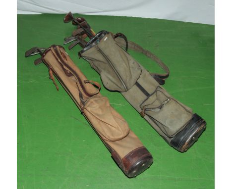 Two bags of vintage hickory golf clubs including makers R Thomson, Prestwick, J Andrews Bridge of Weir, Thornton Edinburgh, S