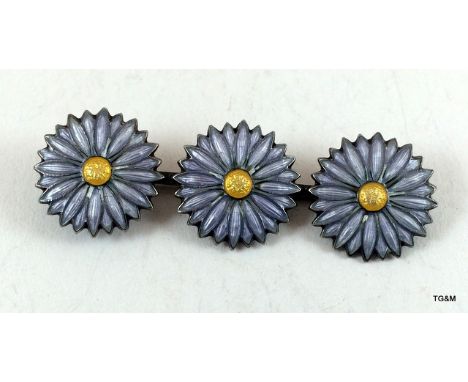 Silver and enamel flower brooch hallmarked Birmingham