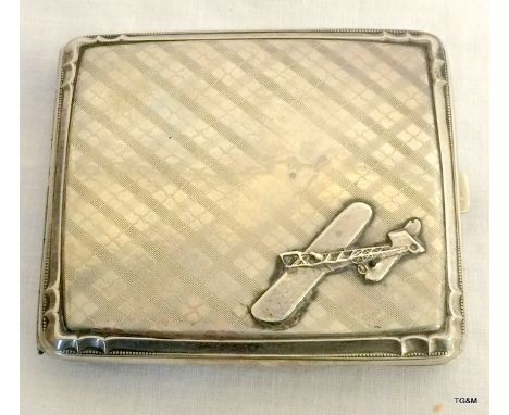 A continental Silver Vintage Cigarette Case With Monoplane Embossed