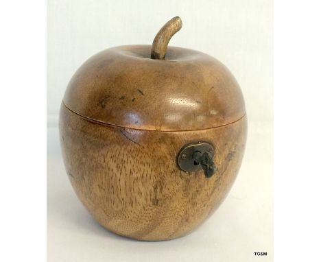 A fruitwood Apple Shaped Tea Caddy.