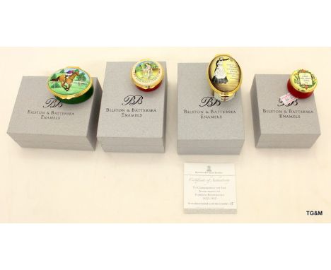 Bilston and Battersea Prince Charles, Horse racing, Florence Nightingale and Friends Flowers trinket boxes