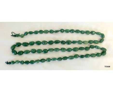 A 19th Century Necklace of Jade Beads, of Irregular Sizes Lacking Clasp.