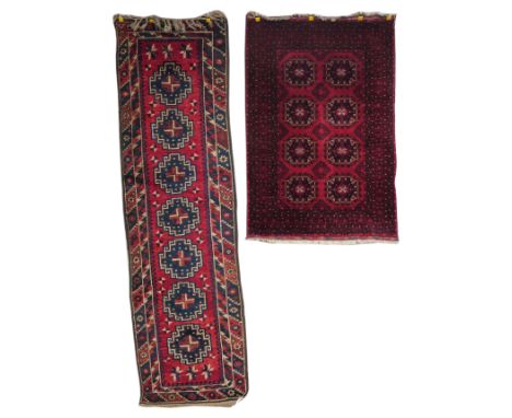 A GROUP OF ASSORTED RUGS (5)Comprising: A Shiraz, South Persian rug 208 x 171cm, a Turkish runner 266 x 76cm, an Afghan rug, 