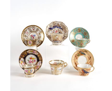 A GROUP OF ENGLISH PORCELAIN CUPS AND SAUCERS ( 11)Circa 1820 and later
Comprising; a Chamberlain's Worcester `767' chinoiser