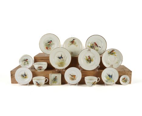 A GROUP OF ROYAL WORCESTER PORCELAIN PAINTED BY WILLIAM POWELL (15)Circa 1922-36
Each painted with a bird study, the majority