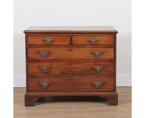 AN 18TH CENTURY MAHOGANY FIVE DRAWER CHESTOn bracket feet, 99cm wide; 48cm deep; 81cm high