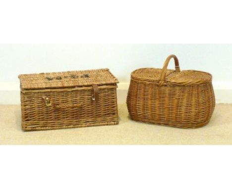 A Fortnum and Mason wicker hamper, 49 by 31 by 24cm high. together with a wicker picnic basket. (2)
