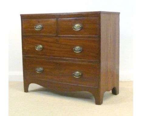 A 19th century mahogany chest of two short over two long drawers, with oval brass handles, each embossed with a thistle, a sh