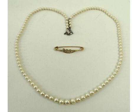 A string of one hundred and eight, vintage, graduated cultured pearls, with a platinum clasp, in a Ciro box with a Ciro Pearl