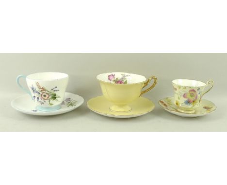 A Shelley part tea service, in the 'Wild Flowers' pattern, 13668, comprising two tea cups, saucers, and side plates, milk jug