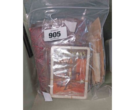 A bag containing a quantity of assorted collectable items comprising two boxed playing card sets a set of advertising cards f