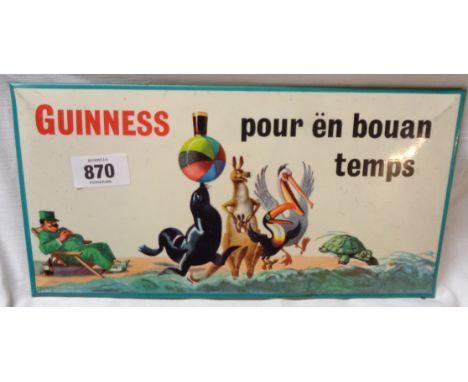 A vintage French language Guiness bar top advertising plaque, in the Zookeeper series