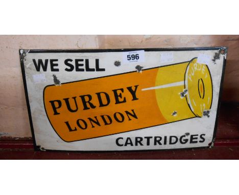 A modern enamel 'Purdy' advertising sign