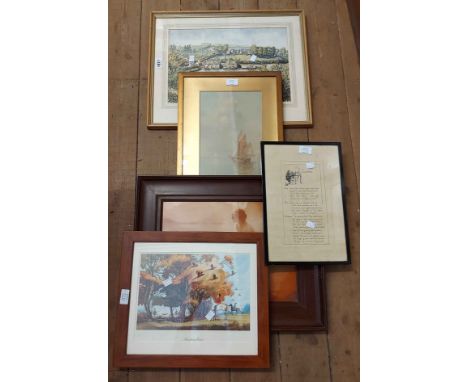 A framed watercolour entitled 'The Old Tide Mill' - sold with a gilt framed watercolour with figures in a rowing boat and thr