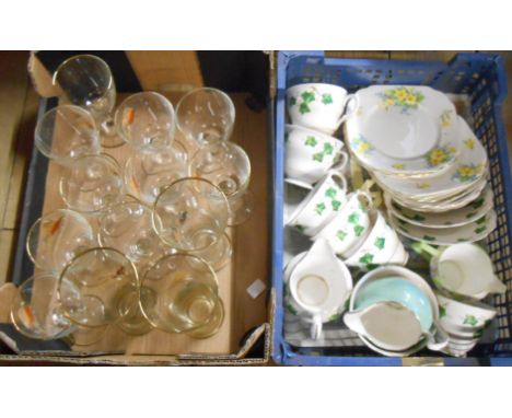 A box containing a quantity of ceramic a Two boxes containing a quantity of ceramic and glass items including Paragon, Aynsel
