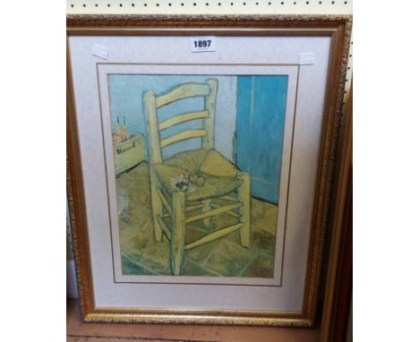 Vincent Van Gogh: a gilt framed National Gallery edition coloured print entitled 'The Chair and The Pipe'