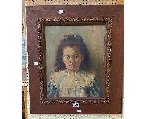 M. Thuel: an oak framed late Victorian oil on canvas portrait of 'Kathleen O'Neill aged 6 years' - inscribed verso and dated 
