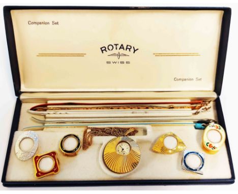 A boxed vintage Rotary multi-bezel and strap lady's 'Companion Set' pendant watch and wristwatch set - one strap missing
