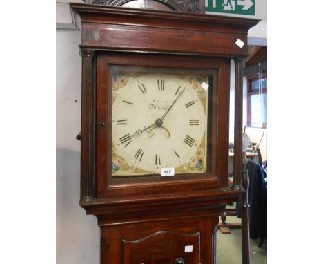 A 19th Century oak longcase clock, the 30cm painted square dial marked for W. Gammon, Birmingham, with thirty hour bell strik