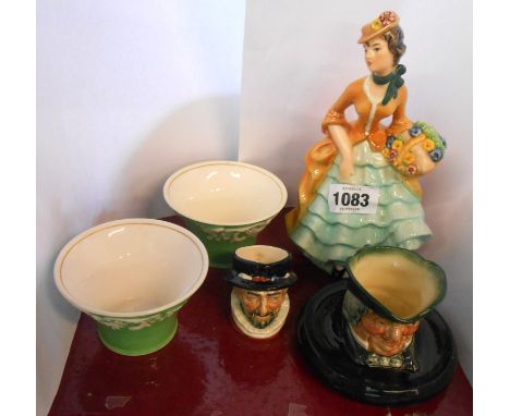 A small collection of assorted ceramic items comprising Royal Doulton 'Parson Brown' toothpick holder D5600, small Beefeater 